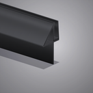 Black shower screen seal on grey studio background, tall 17mm glass channel with soft skirt and 20mm drop blade