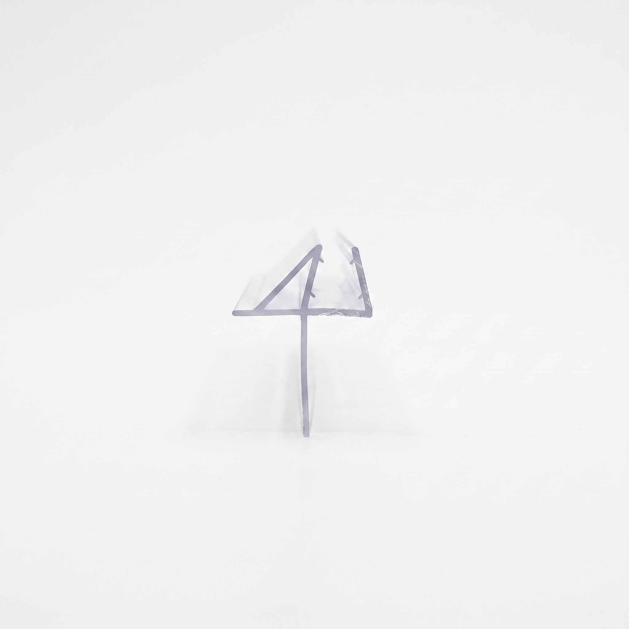 SEAL144 clear shower screen seal profile - 17mm channel for 8-10mm glass with deflector fin and 25mm drop blade