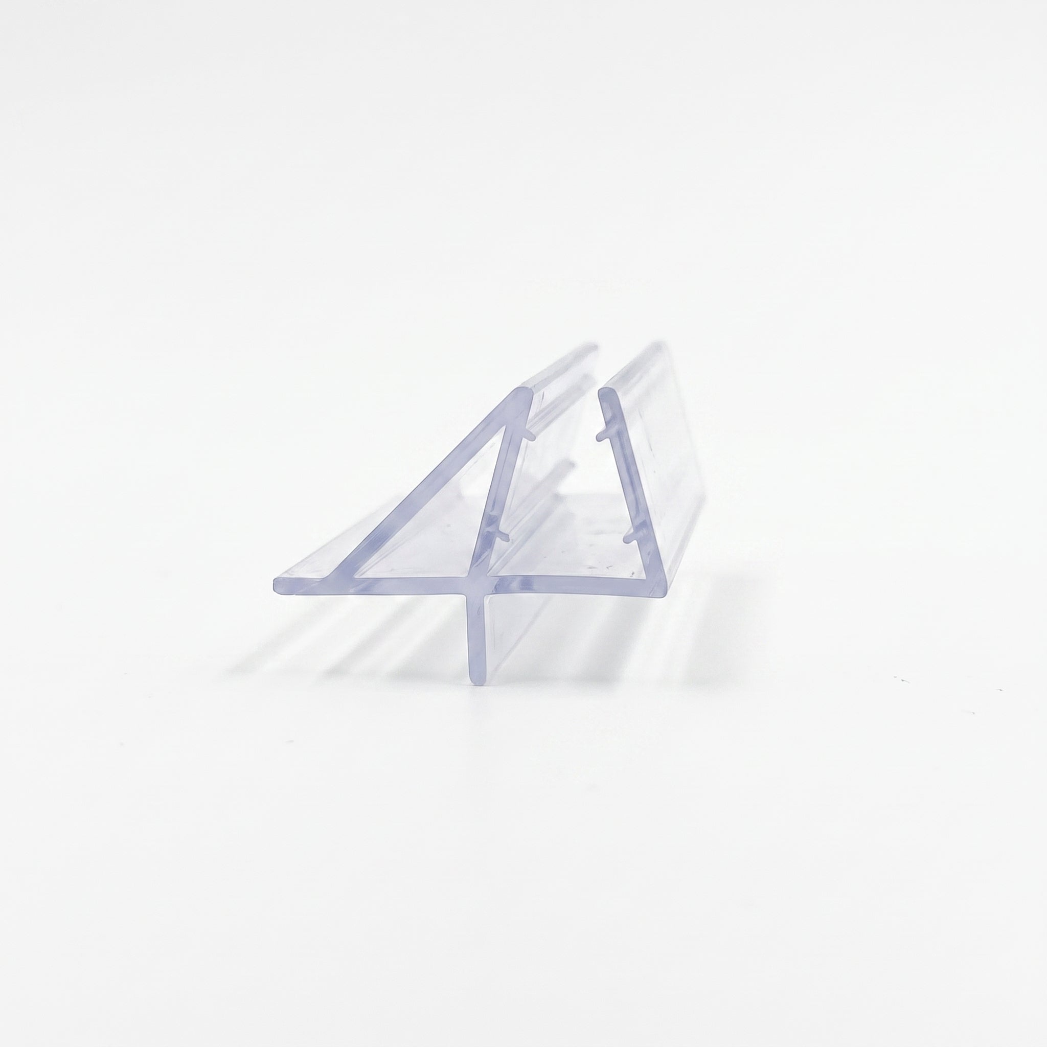 Cut length of SEAL145 clear seal - slim channel for 3-4mm glass with 17mm wing fin, 13mm foot and 6mm blade
