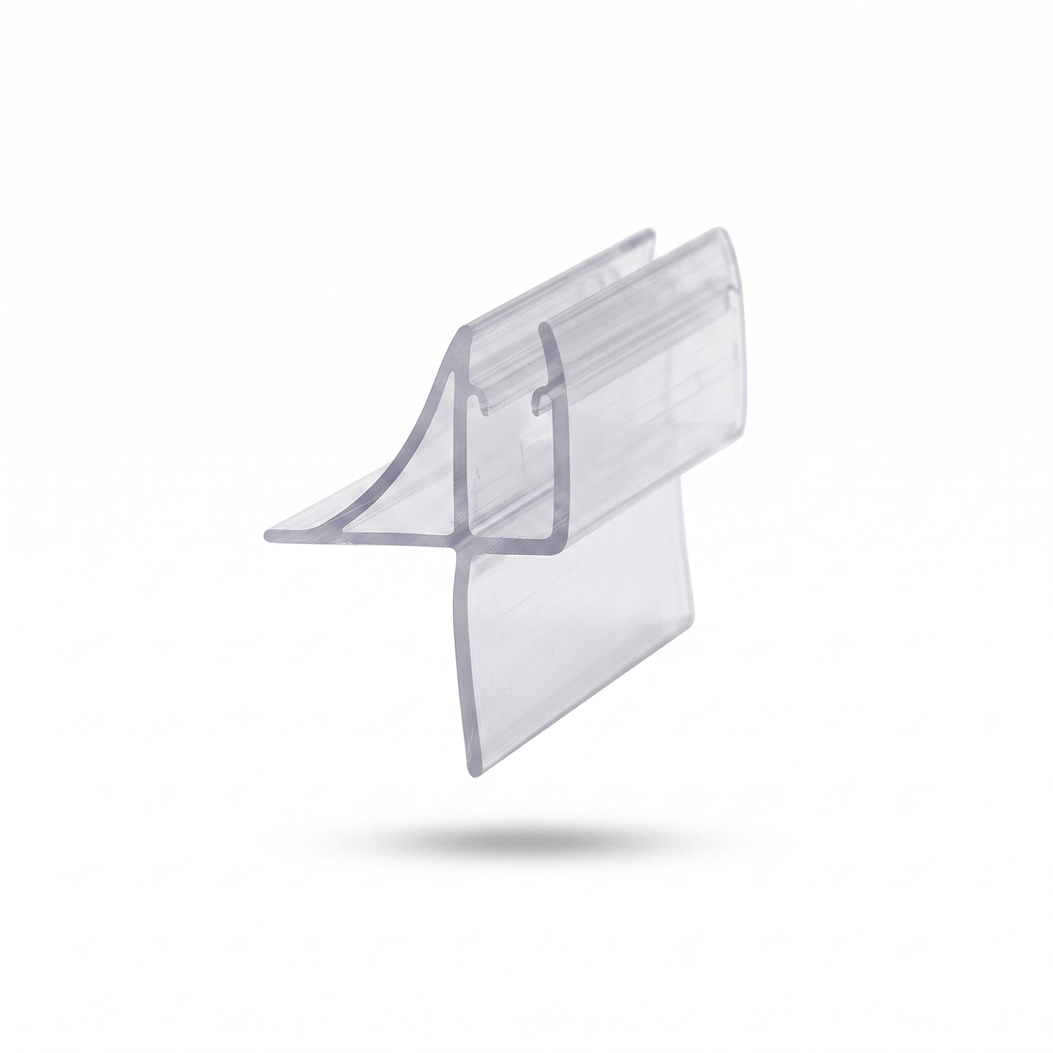 Clear SEAL148 seal cut piece - 17mm channel for 3-4mm glass with sweeping deflector fin and 20mm straight fin