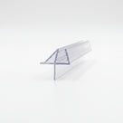 Clear seal offcut on white, glass channel with an angled deflector fin and a long drop blade
