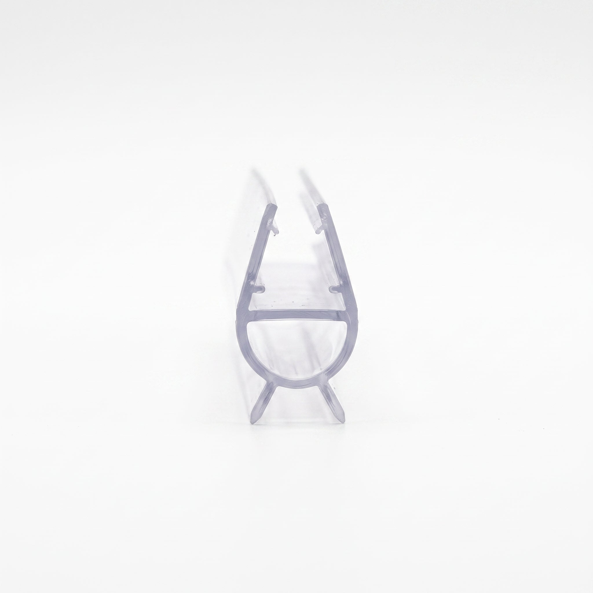Shower screen seal profile for 4-6mm glass - 10mm channel with 8mm bubble and twin 6mm legs, seals 9-14mm gaps