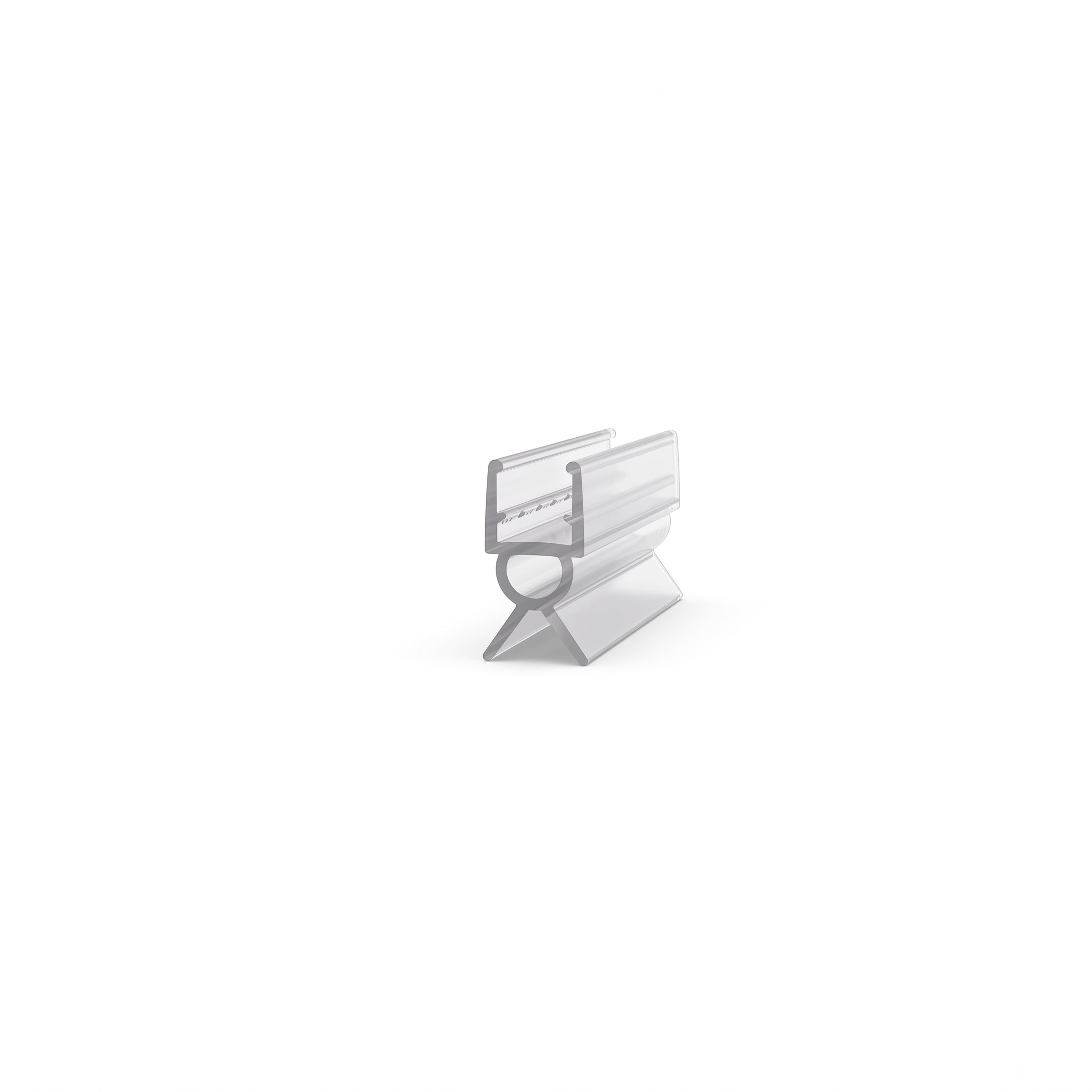 Clear SEAL155 seal cut piece - 10mm channel for 8-10mm glass with 8mm hollow bubble and twin 6mm splayed fins