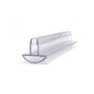 Clear bath screen seal length on white, narrow glass channel above a wide base with a curved underseal fin