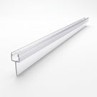 Full length of clear tapered seal on white, angled - glass channel above a fin that narrows along it