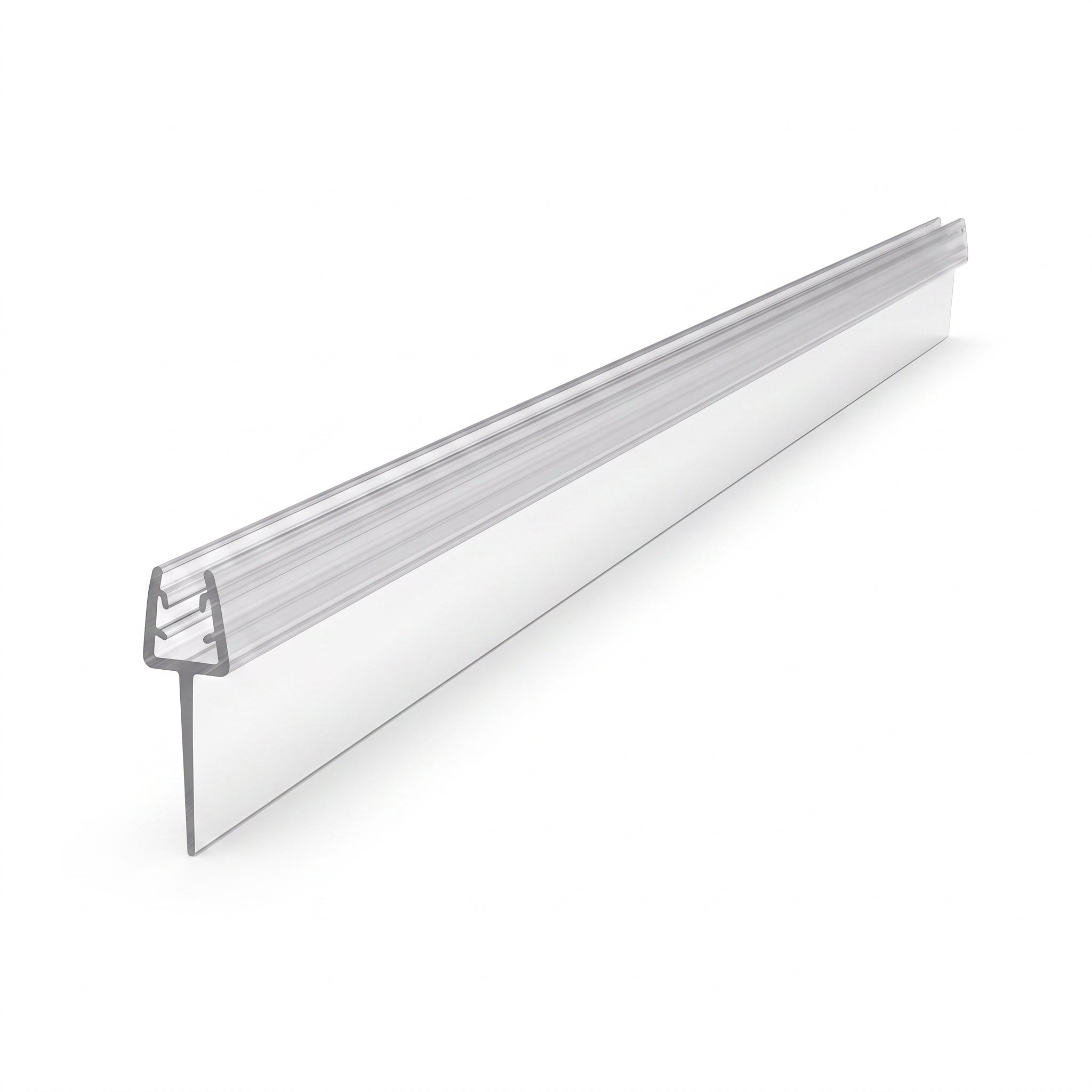 Clear SEAL171 tapered seal 900mm - channel for 4-6mm glass with fin tapering 25mm to 15mm