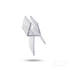 Small clear seal offcut on white, angled glass channel over a long drop fin, tolerance ±0.3mm printed in the corner