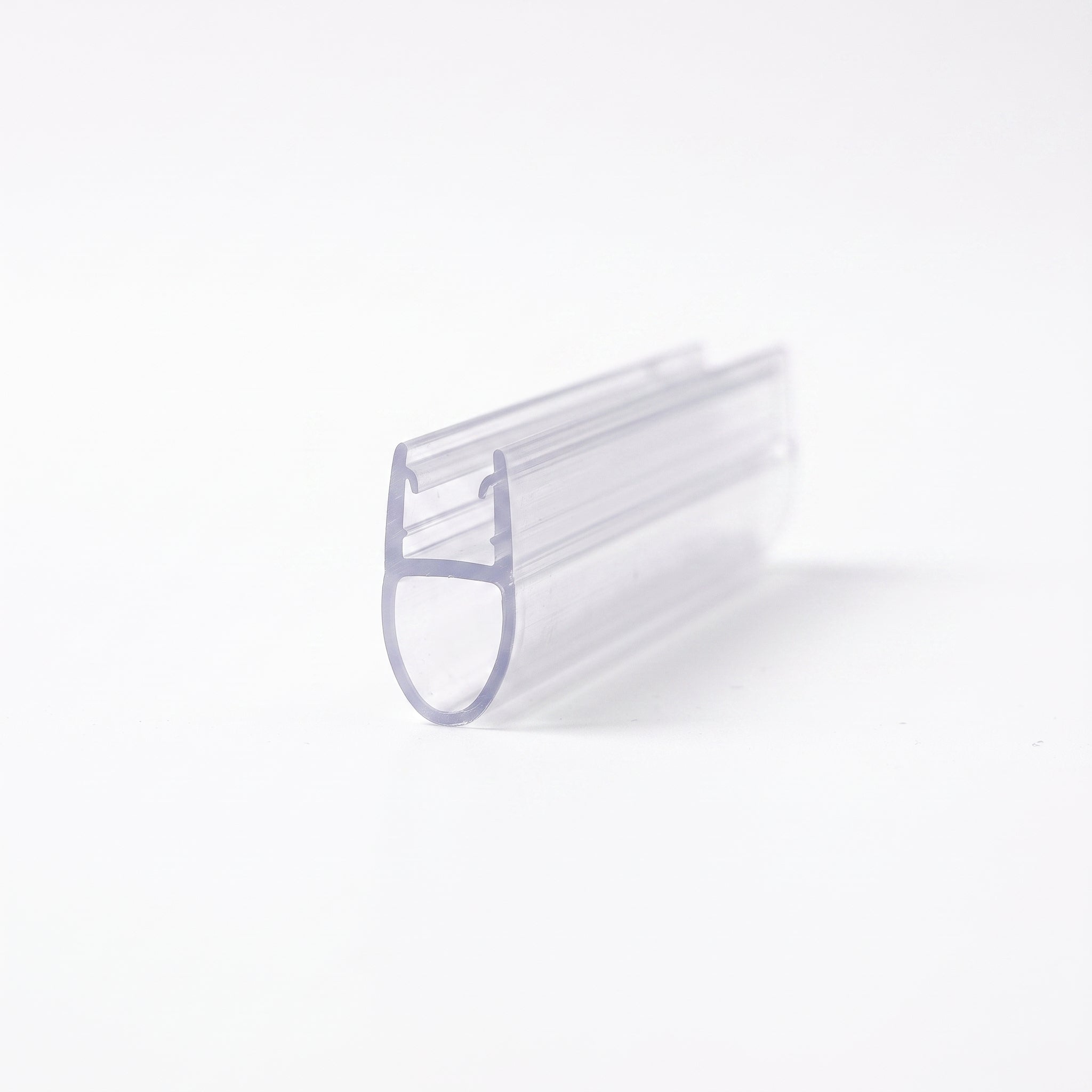 SEAL202 clear shower screen seal profile - 10mm channel for 6-8mm glass with 16mm teardrop bubble