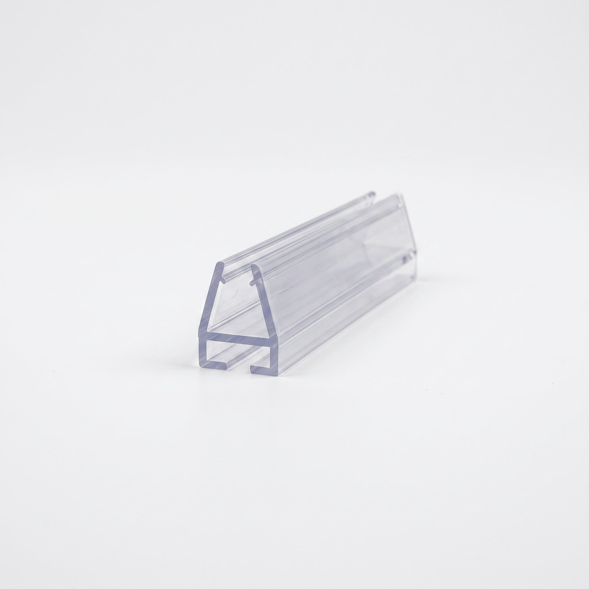 SEAL301 clear shower screen seal profile - 9mm tapered channel for 4-6mm glass on a 10x3mm base foot