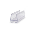 Clear carrier seal offcut on white, upper glass channel above a flat base with a downward slot