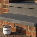 FootGrip anti-slip step paint tin on brick paving beside grey painted concrete steps