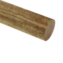 Close-up of a mottled tan phenolic laminate rod on white, cut end showing the woven fabric layers