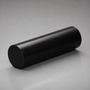 Black UHMWPE rod, angled studio shot on a grey background
