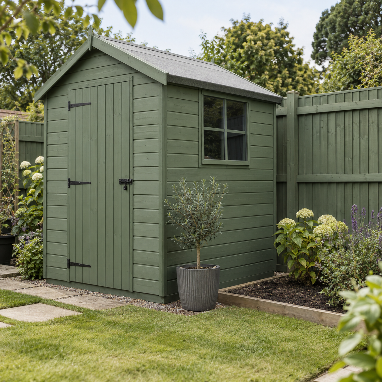 Illustrative application scene: Water-Based Shed & Fence Paint for Garden Timber