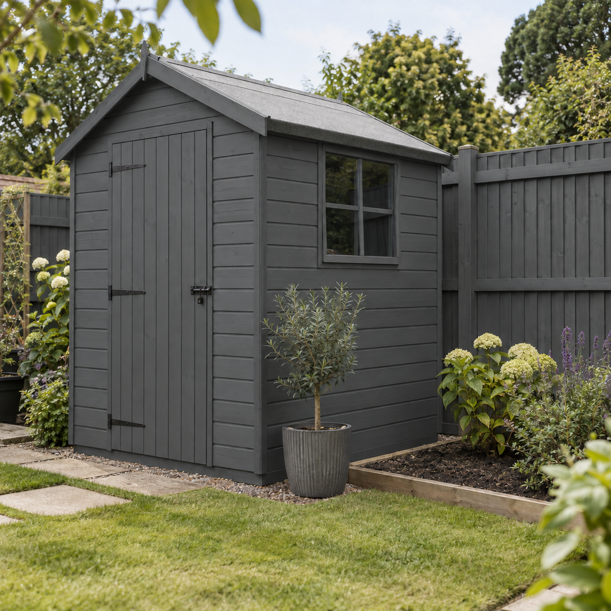 Dark Grey illustrative application: Water-Based Shed & Fence Paint for Garden Timber