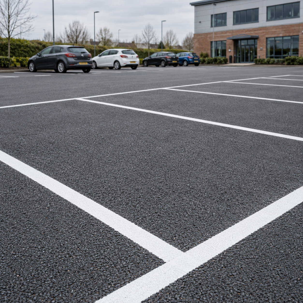 Illustrative application scene: White Line Marking Paint for Car Parks & Warehouse Floors
