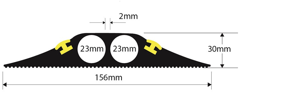 Industrial HiVis2 Black/Yellow- 4.5 M  ( 2 x 23mm Diameter holes )