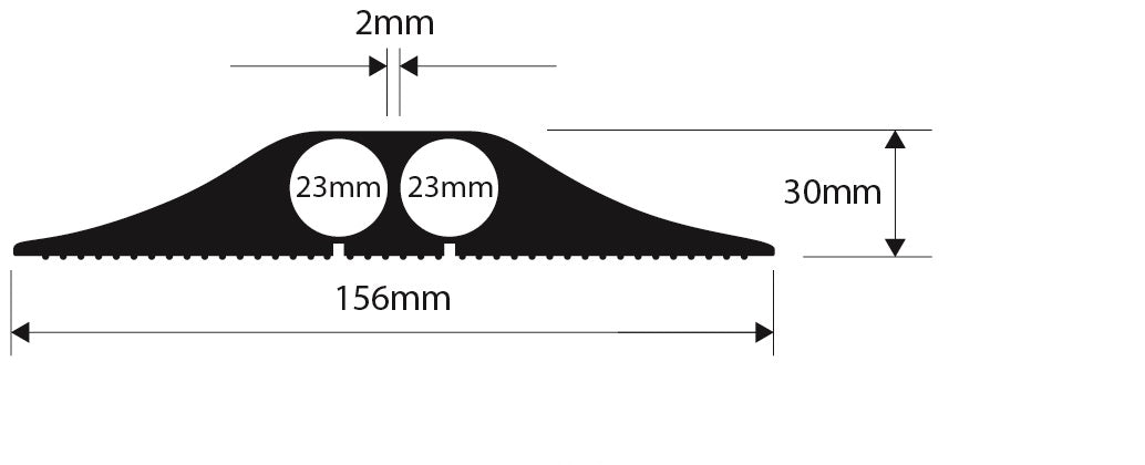 Industrial FF Black and Grey  - 4.5 M  ( 2 x 23mm Diameter holes )