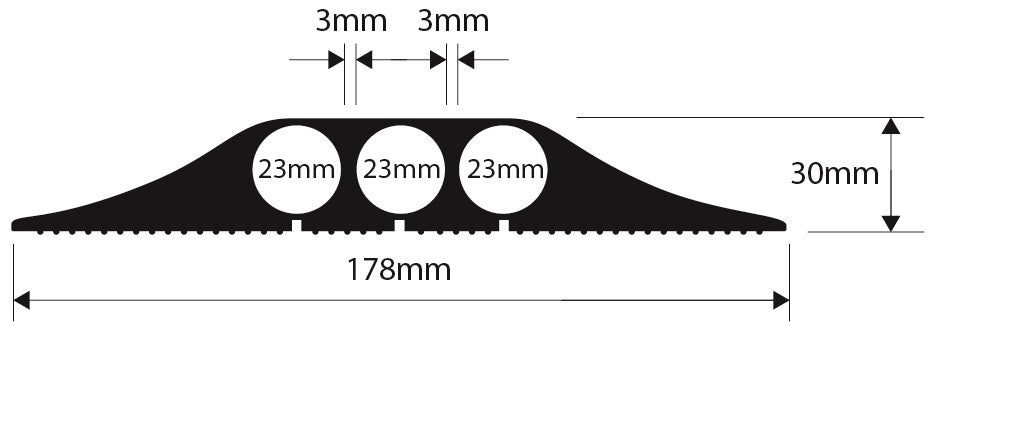 Industrial FFF Black and Grey - 4.5 M ( 3 x 23mm Diameter holes )